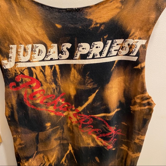 Custom Bleach Distress Judas Priest Rocka Rolla T - Picture 6 of 8